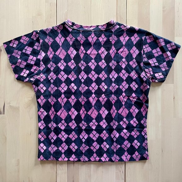 Teddy Fresh Women's Pink & Black Argyle Print Dyed Shirt with Star size Medium - Picture 3 of 5
